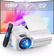 DVD Projector with WIFI and Bluetooth 2.4G Projector with Built-in CD DVD Player