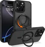 YINLAI Magnetic Case for iPhone 16 Pro Max Case, [Compatible with MagSafe] with 360° Rotatable Ring Stand Slim Shockproof Protective Phone Cases for iPhone 16 Pro Max 6.9", Black