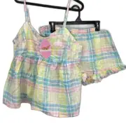 Peter Alexander Pretty Check Pastel Multi Cotton Cami Pyjama Set Ladies Size ...