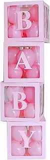 Baby Shower Box, Odorless Clear Baby Box Blocks Multipurpose Lightweight with Letters for Wedding for Birthday Parties (Pink)