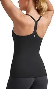 [CRZ YOGA] Seamless Workout Tank Tops with Built in Bra Women Racerback Gym Tops Sports Camisole