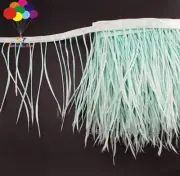 1/5/10 meter Top Quality 15-20 cm Dyed Mint Stripped Goose Boits Feathers Trim