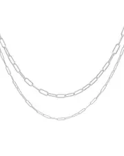 ADORNIA Silver Plated Paper Clip Chain Necklace