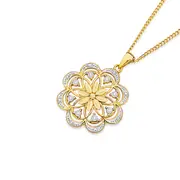 9ct Gold Diamond Flower Pendant