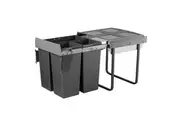 ELITE Domestique 68L Triple Slide Out Bottom Mounted Concealed Waste Bin (for 60cm cupboard) - includes Door Bracket