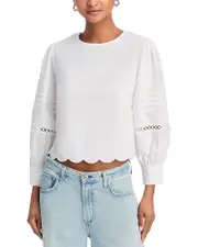 French Connection Alissa Cotton Broiderie Top