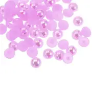300pcs Flatback Pearls 8mm ABS Plastic Half Round Dome Pearls, Purple