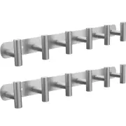 Set of 2 Coat Rack Wall Mount 6 Brushed Nickel Coat Hooks Wall Mount Stainles...