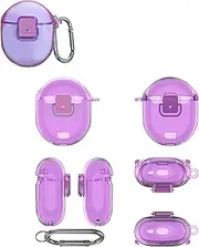 [TEHAOUU] Protective Case for Google Pixel Buds Pro 2 Case Cover Transparent TPU Shockproof Waterproof Anti Scratch Anti Fall Easy Carrying Sleeve with Keychain (Transparent Purple)