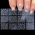 12 Sheet Christmas 3D Nail Art Stickers Snowflakes Elk Cute Acrylic Nail Decals