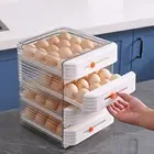 Egg Organizer Double Drawer Stackable Refrigerator Storage with Data Slider 32