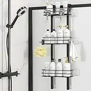 ODesign Shower Caddy Shelf Over Door with 4 Hooks Rustproof Bathroom Kitchen Storage Basket with Suctions for Large Shampoo Conditioner - 3 Tiers