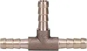 3-Way Hose Connector, Brass Tee 3-Way Fuel Hose Connector for Compressed Air Oil Gas Line (6 mm)