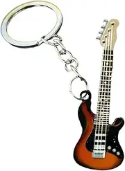 [Generic] Guitar Keyring - Stainless Steel Keyring For Music Lover | 6.6x2.3cm Novelty Keychain For Men | Backpack Decoration Guitar Pendant | Miniature Guitar Keychain For Boys & Girls