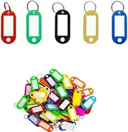 Armastuse 100 Pcs Key Ring Tags,Key Tags Plastic 5 Assorted Colours of Key Ring Tags,Identifiers,Name Tags and Labels,for AtoKeys,Pets,Bags,Clothes Racks