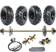 740mm Go Kart Rear Live Axle Kit, Sprocket & Hub, Brake Assembly, chain 6" Wheel