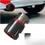 1pcs Modified Compatible For VW Golf Carbon Fiber Tail Throat Car Exhaust Nozzle Modified Tail Mouth Bullet red(Inlet51mm out89mm)
