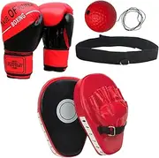 Ssumght 3-in-1 Kids Boxing Gloves and Punching Mitts Set, Boxing Pads with Reflex Ball, Martial Arts Set for MMA Training, Muay Thai, Karate, Taekwondo