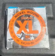 D'Addario EXL110-3D Nickel Wound Electric Guitar Strings, Light Gauge 3 SETS