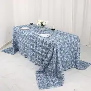 Dusty Blue RIBBON ROSES 90x132" RECTANGLE TABLECLOTHS Light Gray Catering Linens