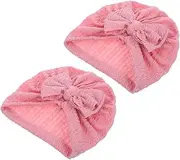 [Minkissy] Turban Hats with Big Bow Soft Stretchy Beanies for Newborns and Stylish Hair Accessories Pink for Showers and Everyday Wear