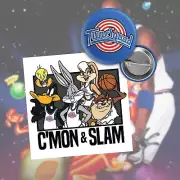 Space Jam 1996 "Come On & Slam" Large Sticker & Badge Tune Squad | Looney Tunes