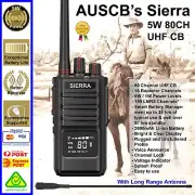 SIERRA 5W 80CH UHF CB Handheld plus Long Range Antenna - AS/NZS approved