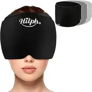 Hilph Migraine Gel Ice Pack Head Wrap for Headache Relief, Adjustable Migraine Headache Relief Cap, Migraine Ice Mask with Hot Cold Compress for Headache Tension, Stress & Sinus, Hangover (Black)