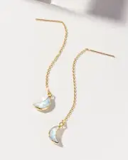 14Kt Sterling Silver Eclipse Threader Earrings- Moonstone