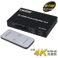 在飛比找PChome24h購物優惠-伽利略 HDMI 4K@60Hz 影音分配器 2進4出 Sl