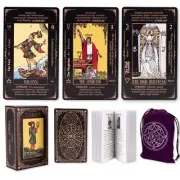 Beginner Tarot Deck Waite Style Symbolism Guidebook Durable Cards Black Design