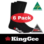 6x KingGee Men's 72% Bamboo Work Socks Black Size 6-10 or 11-14 K09230