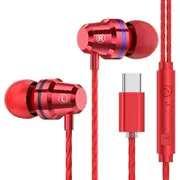 M4 Type-C Wired In-Ear Headphones Metal Earphone Line Control With Mic for Xiaomi Huawei RED COLOR