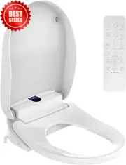 U-Shaped Smart Toilet Seat, Heated Bidet, Remote Control, Self-Clean Nozzle