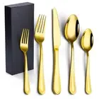 20Piece Forks and Spoons Gold Silverware Set for 4 Premium 18/10 Stainless Steel