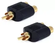 2x RCA Y Splitter 1 Male Plug to 2 Female Jack Adapter Audio Cable Converter