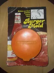 Vintage Plastic Burger Mold Hamburger Patty Maker Kitchen Cooking Orange Color