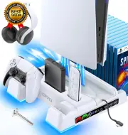 PS5/PS5 Slim Stand Cooling Station Controller Charger 3-Speed Fan Headset Holder