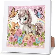 YarnWhimsy Horse Diamond Art Painting Kits for Kids with Frame-Animal Diamond Art for Kids Ages 4 8 12,Animals Gem Painting Kits for Gift Home Wall Decoration(7x7inch)