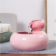Tabletop Fountain Ceramic Tabletop Water Fountain Feature Zen Tabletop Fountain for Indoor and Outdoor Home Decoration Table Desktop Office, L 7.6" x W 7.6" x H 5.9" Water Fountain (Color : Pink)