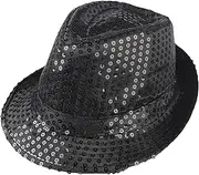 [Starsouce] Sequin Fedora Hat for Men Women Hip Hop Hat Jazz Sequin Bowler Cap Stage Performance Vintage Jazz Hats for Christmas New Year