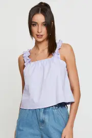 Purple Square Neck Crop Top - Size S, Women's Cami