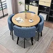 Round Kitchen Table Set with 4 Chairs Small Office Conference Room Furniture Ideal for Living Room and Kitchen Rest Coffee Table and Chair Combination for Balcony or Dining Area