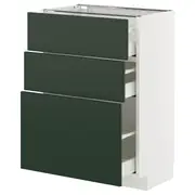 METOD / MAXIMERA base cabinet with 3 drawers, white/Havstorp deep green, 60x37x80 cm