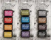 Tim Holtz Distress Archival Mini Ink Kit #1, #2, and #3 - 12 Mini Ink Pads - 3 Item Bundle