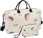 [Amooorous] Cartoon Cute Brown Hedgehog Luggage Travel Bag Weekender Travel Overnight Bag Travel Tote Gym Bag with Adjustable Strap for Airplane Traveling Multifunctional, Cartoon cute brown hedgehog, 1 size