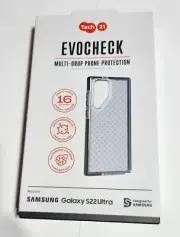 NEW Tech21 EVO CHECK Case for Samsung Galaxy S22 Ultra - SMOKEY BLACK