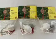Lot of 3 LeeWards STARFIRE Swirl Vintage Sequin Bead Christmas Ornament Kits Red