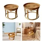Rattan Side Table Retro Design Tray NightStand for Office Living Room Indoor