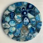 21" Round Blue Agate Stones Tabletop - Unique Home Accent Piece